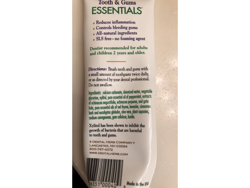 Dental Herb Company Tooth & Gums Essentials Toothpaste, 4 oz