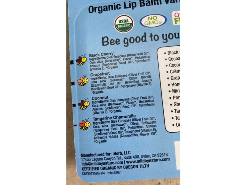 Mild By Nature Sierra Bees Organic Lip Balm Variety Pack, Pack Of 4