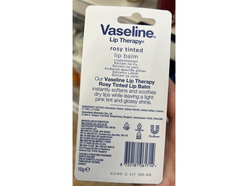 Vaseline Lip Therapy Lip Balm, Rosy Tinted, 0.35 oz/10 g