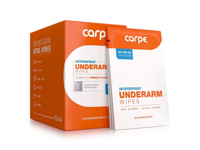 Carpe Underarm Antiperspirant and Deodorant, Pack of 3-WITH 3 FREE  ON-THE-GO WIPES!