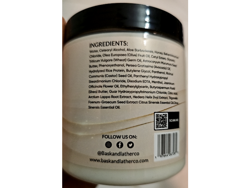 Bask & Lather Deep Conditioner, Aloe & Honey, 8 fl oz/236 mL