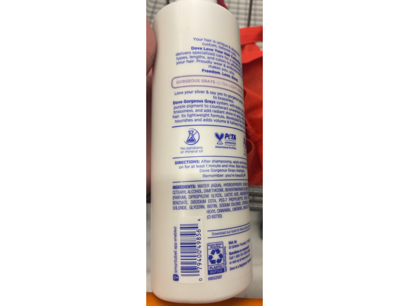 Dove Ultra Light Conditioner, Love Your Silver, Gorgeous Grays, 13.5 fl oz/400 mL