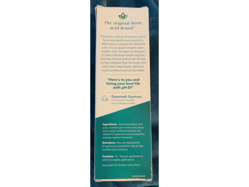 pH-D Feminine Health Vaginal Moisturizing Gel, Boric Acid + Hyaluronic Acid & Vitamin E, 2 fl oz/59 mL