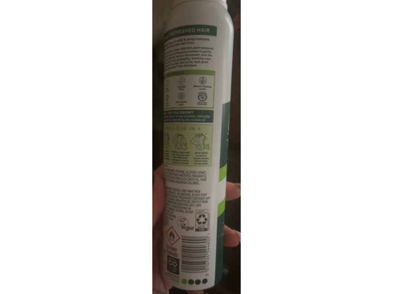Batiste Naturally Dry Shampoo, Coconut Milk & Hemp, 4.23 oz/120 g