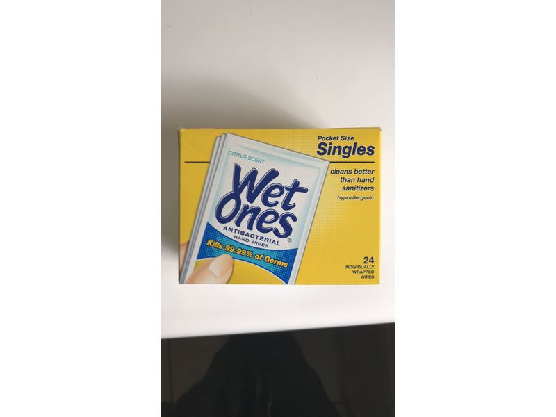 Wet Ones Antibacterial Hand Wipes Pocket Size Singles, Tropical Splash, 24 count (3 pack)