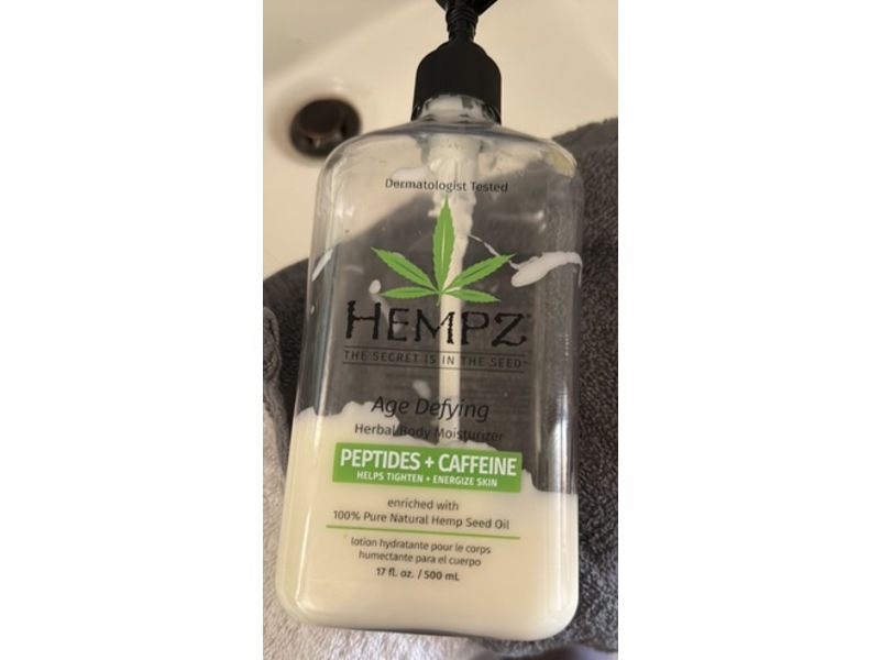 Hempz Age Defying Herbal Body Moisturizer Lotion, Peptides + Caffeine, 17 fl oz/500 mL