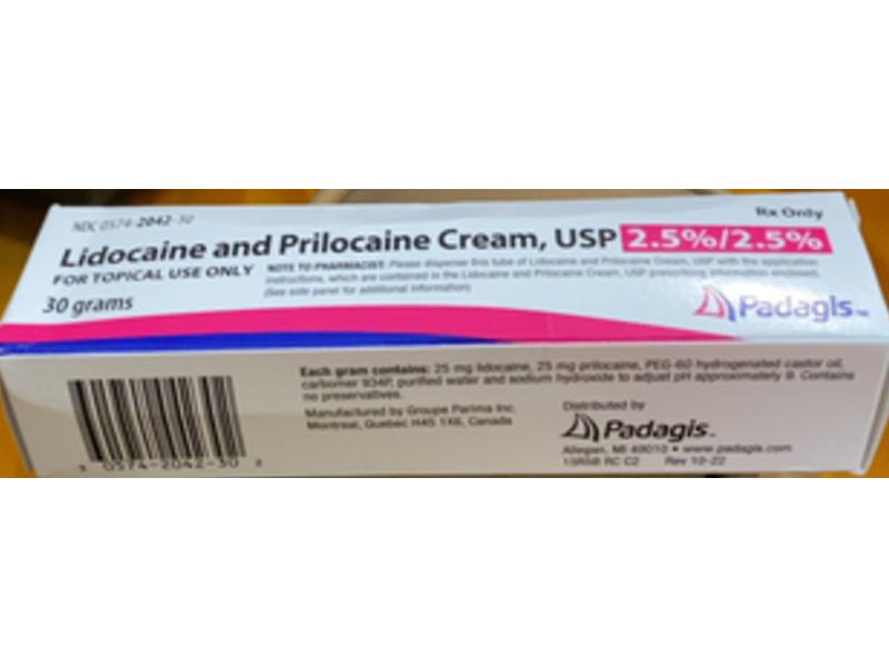 Lidocaine and Prilocaine Cream, 2.5% / 2.5% , 30 g, Padagis (Rx)