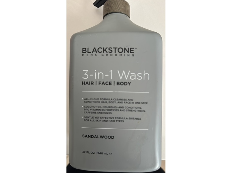 Blackstone Mens 3-In-1 Hair Face Body Wash, Sandalwood, 32 fl oz/946 mL