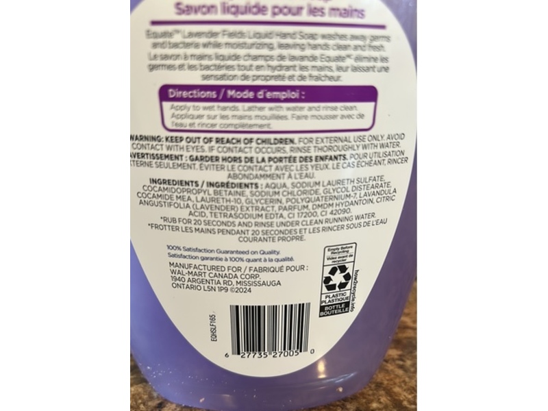Equate Liquid Hand Soap Refill, Lavender Fields, 1.65 L