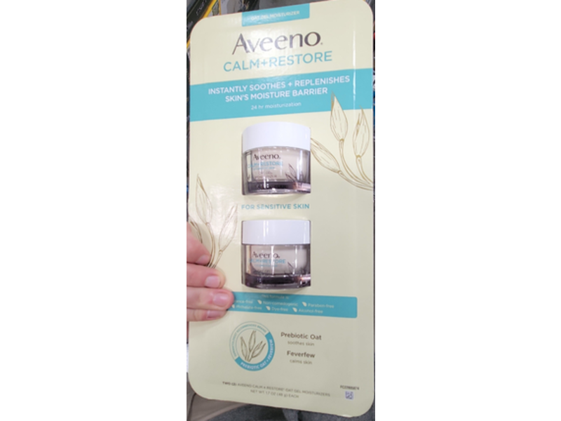 Aveeno Calm + Restore Moisturization, Prebiotic Oat Gel Moisturizer, 1.7 oz' Pack Of 2