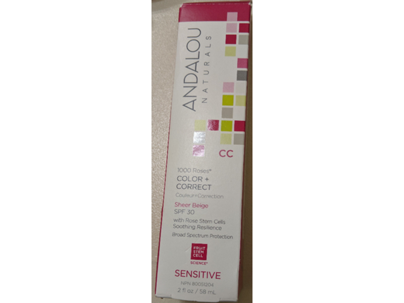 Andalou Naturals Color + Correct Sheer Beige, SPF 30, 2 fl oz/58 mL
