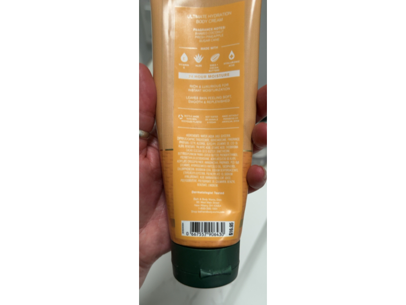 Bath & Body Works Coconut Pineapple Ultimate Hydration Body Cream, Shea Butter + Hyaluronic Acid, 8 oz/226 g, Pack Of 3