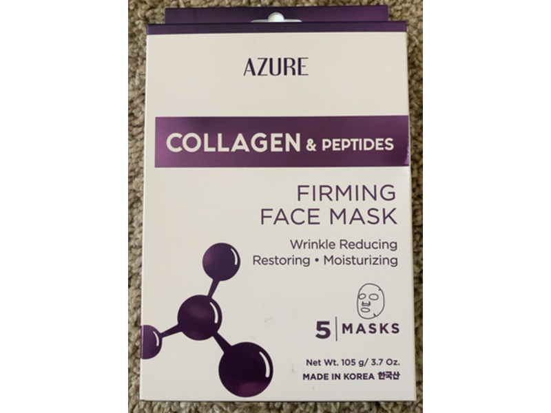 Azure Firming Facial Mask, Collagen & Peptides, 3.7 oz/105 g, 5 Count