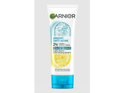 Garnier Bright Anti-Acne Face Wash, 2% Vitamic C + Salicylic + Mineral, 100 mL