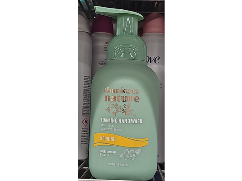 Thanks To Nature Nourish Foaming Hand Wash, Sweet Almond & Vanila, 16.9 fl oz/500 mL