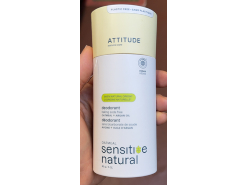 Attitude Natural Care Sensitive Natural Deodorant, Oatmeal + Argan Oil, 3 oz/85 g