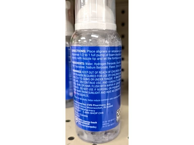 Cvs Aligner & Retainer Cleaner, Fresh Mint Flavor, 3.38 fl oz/100 mL
