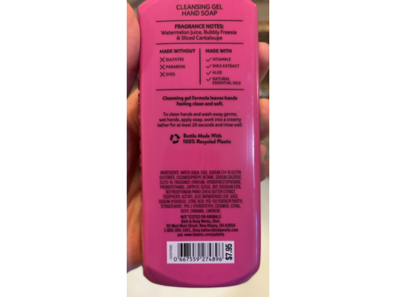 Bath & Body Works Cleaning Gel Hand Soap, Sparkling Watermelon, 8 fl oz/236 mL