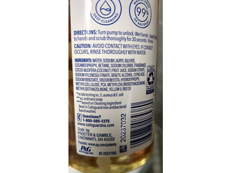 Safeguard Ultimate Care Hand Wash, Notes Of Coconut, 15.5 fl oz/458 mL