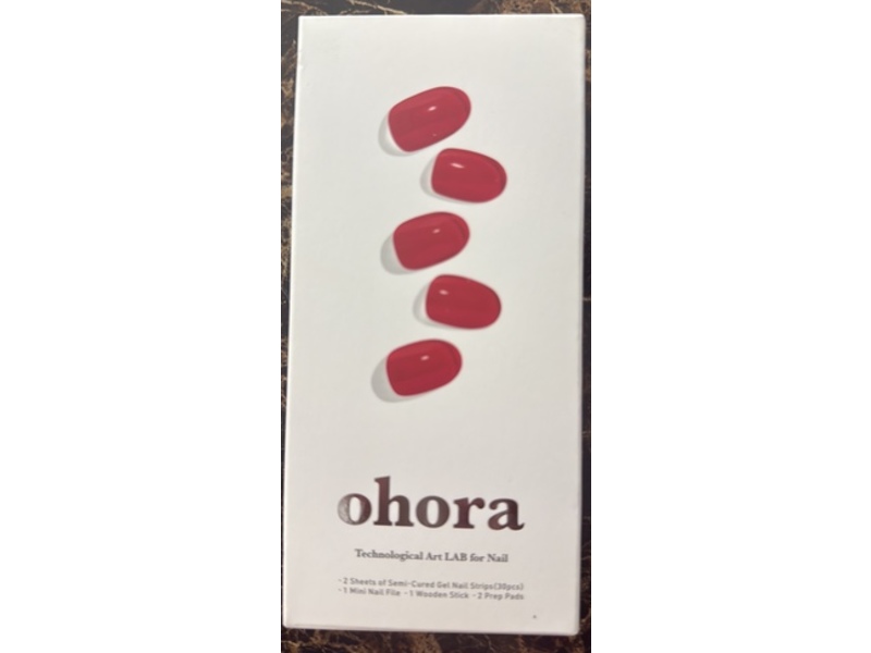ohora Semi Cured Gel Nail Strips, N Red Light, Count 38
