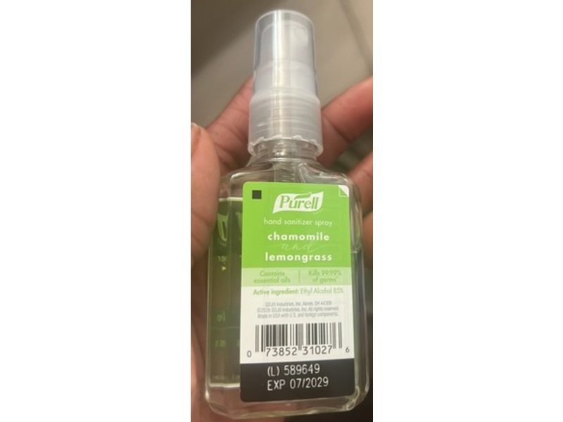 Purell Hand Sanitizer Spray, Chamomile And Lemongrass, 2 fl oz/59 mL