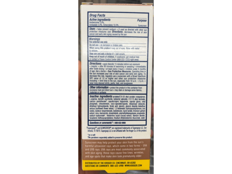Kroger Shimmer Sunscreen, Hyaluronic Acid + Vitamin B5 & Niacinamide, SPF 40, 3 fl oz/89 mL