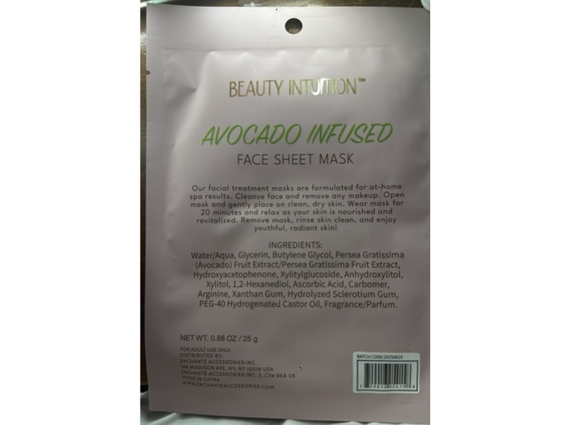 Beauty Intuition You Complete Me Face Sheet Mask, Avocado Infused, 0.88 fl oz/25 g