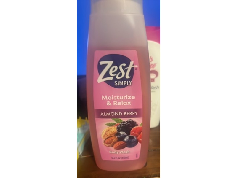 Zest Simply Moisturize & Relax Body Wash, Almond Berry, 12.5 fl oz/370 mL
