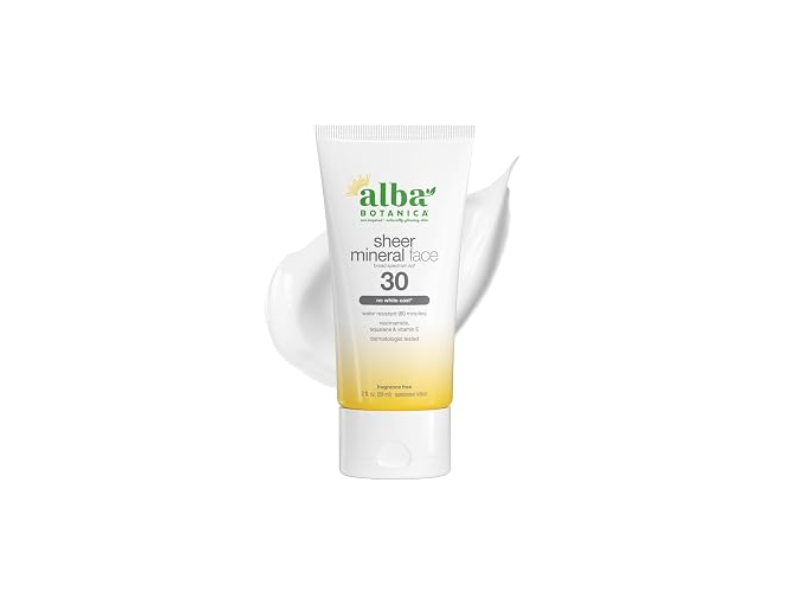 Alba Botanica Sheer Mineral Face Sunscreen, SPF 30, 2 fl oz/59 mL