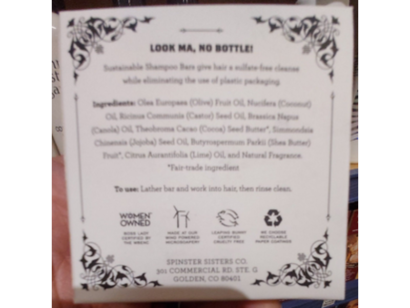 Spinster Sisters Shampoo Bar, Coconut Lime, 3 oz/85 g