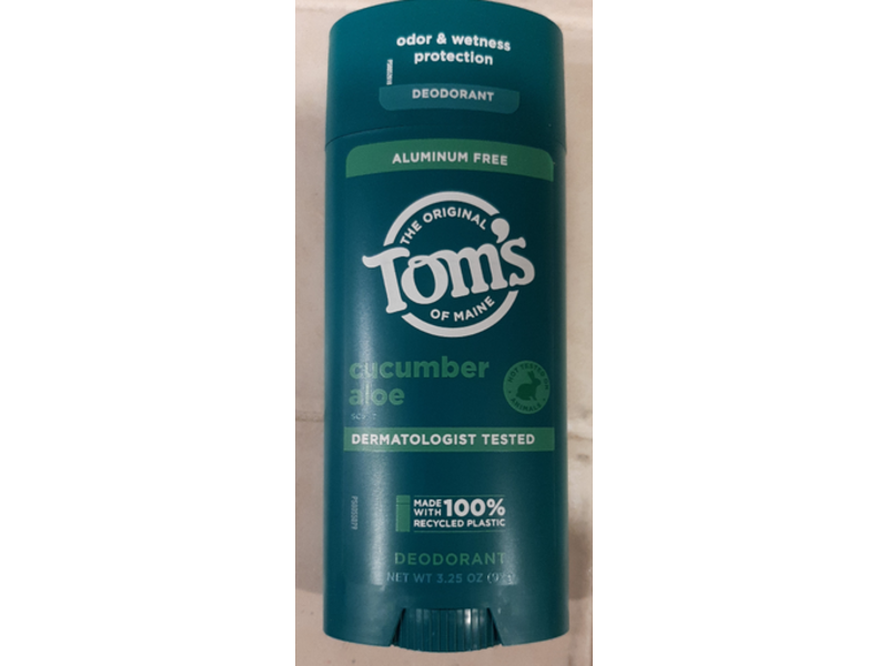 Tom’s of Maine Deodorant, Cucumber + Aloe, 3.25 oz/92 g