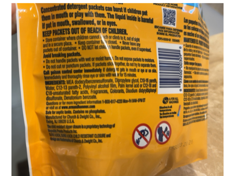 Arm & Hammer Clean Burst 5-in-1 Laundry Detergent Power Paks, 42 Count