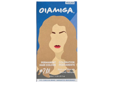 Oiamiga Permanent Hair Colour, #7.01 Natural Blonde, 4.06 fl oz/120 mL