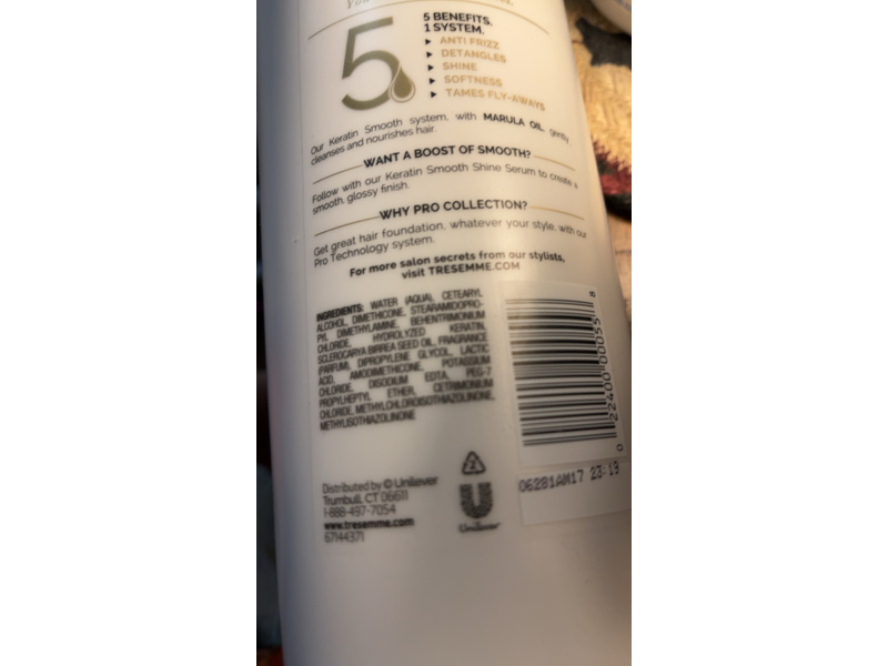 Tresemme Keratin Smooth Conditioner, Marula Oil, 28 fl oz/828 mL