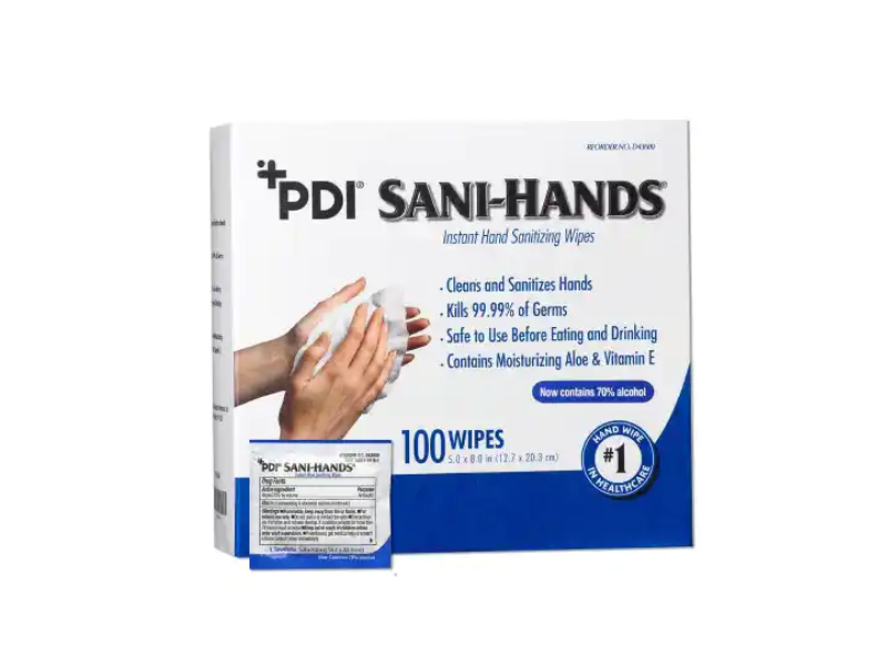 PDI Sani-Hands Instant Hand Sanitizing Wipes, 100 wipes