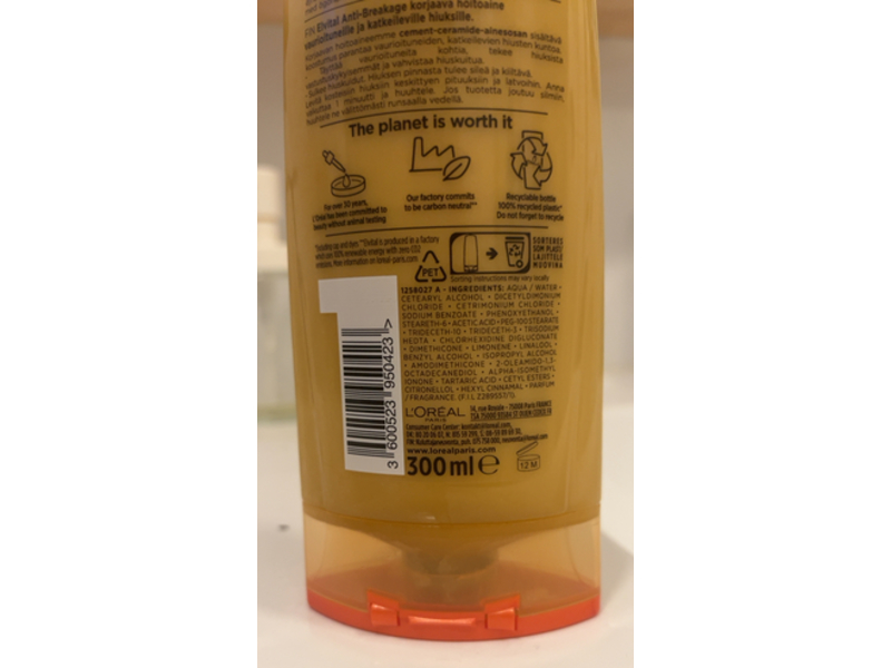 L'Oreal Paris Elvital Anti-Breakage Repairing Conditioner, Ceramide-cement, 300 mL