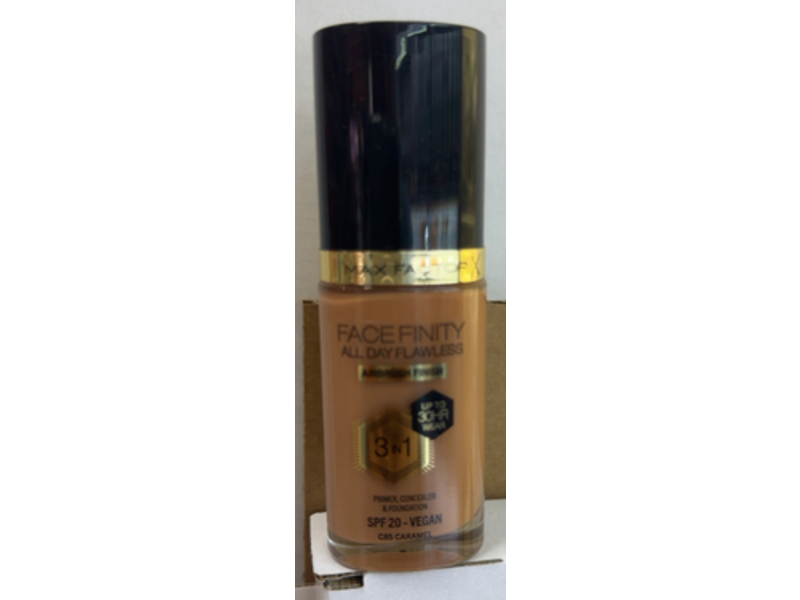 Max Factor Face Finity All Day Flawless 3 In 1 Primer,Concealer & Foundation, SPF 20, C 85 Caramel, 1.01 fl oz