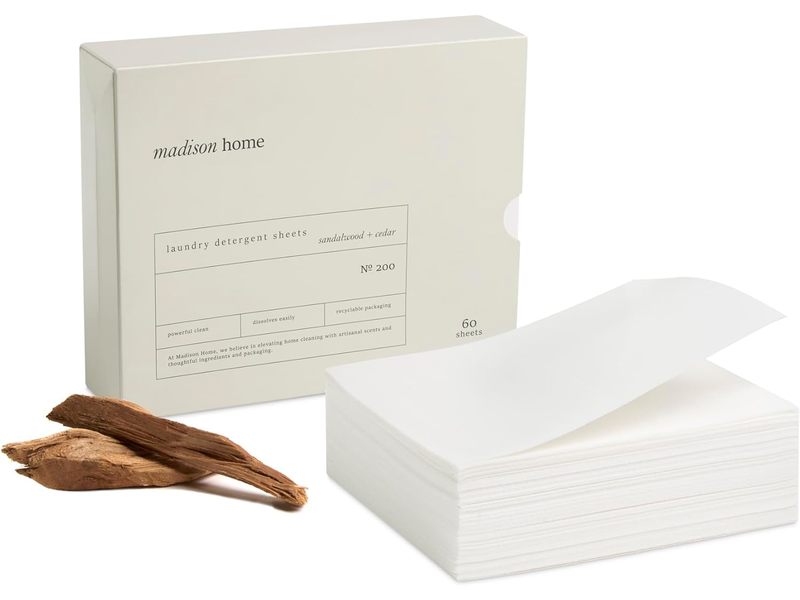 Madison Home Laundry Detergent Sheets, Sandalwood + Cedar, No 200, 60 Count