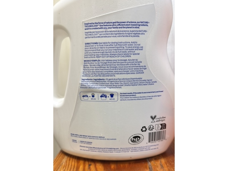 Attitude Fabric Softener Liquid, Wildflowers, 67.6 fl oz/2 L, 80 Loads