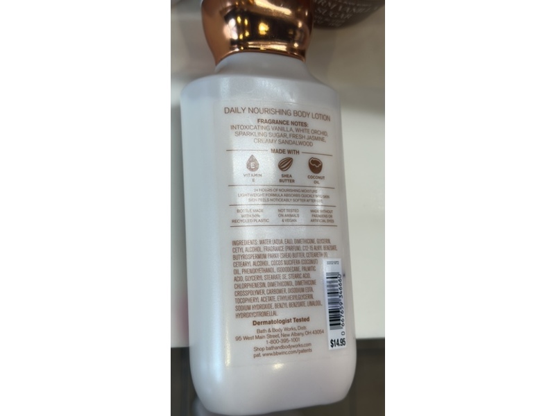 Bath & Body Works Daily Nourishing Body Lotion, Warm Vanilla Sugar, 8 oz/236 mL