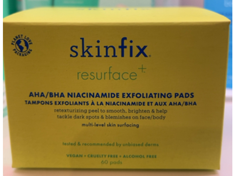 Skinfix Resurface+ Exfoliating Pads, AHA / BHA Niacinamide, 60 Count