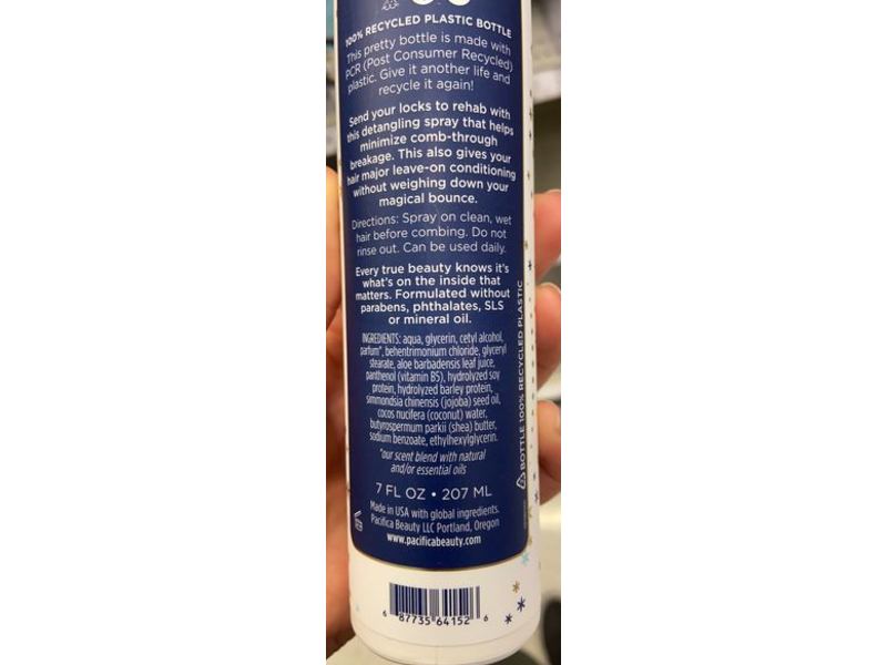 Pacifica Coconut Milk Detangling Elixir Spray, 7 fl oz/207 mL