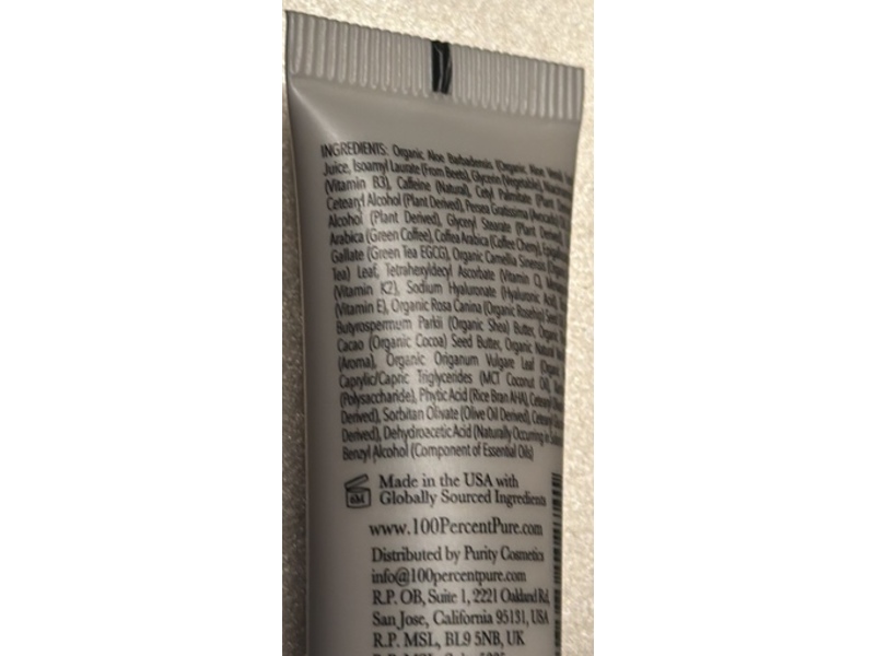 100% Pure Coffee Bean Caffeine Brightening Eye Cream, 0.3 fl oz/8 mL