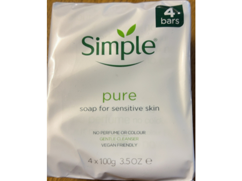 Simple Pure Gentle Cleanser Soap, 3.5 oz, 4 Count