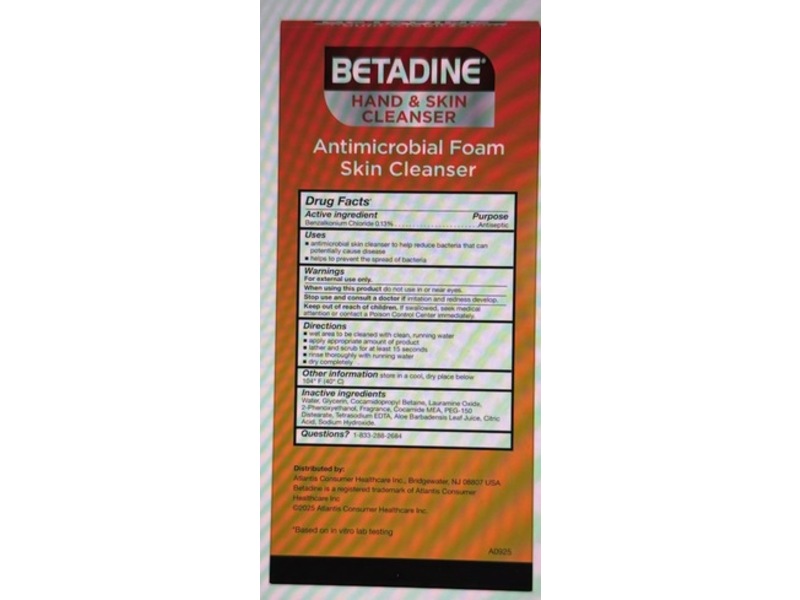 Betadine Antimicrobial Foam Skin Cleanser, Aloe, 8 fl oz/237 mL