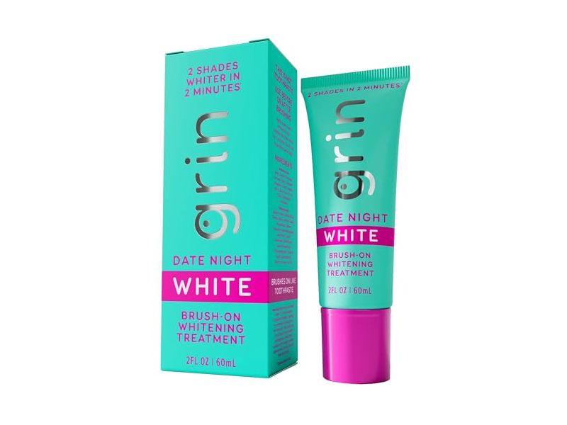Grin Date Night White Brush-On Teeth Whitening Treatment, 2fl oz/60 mL