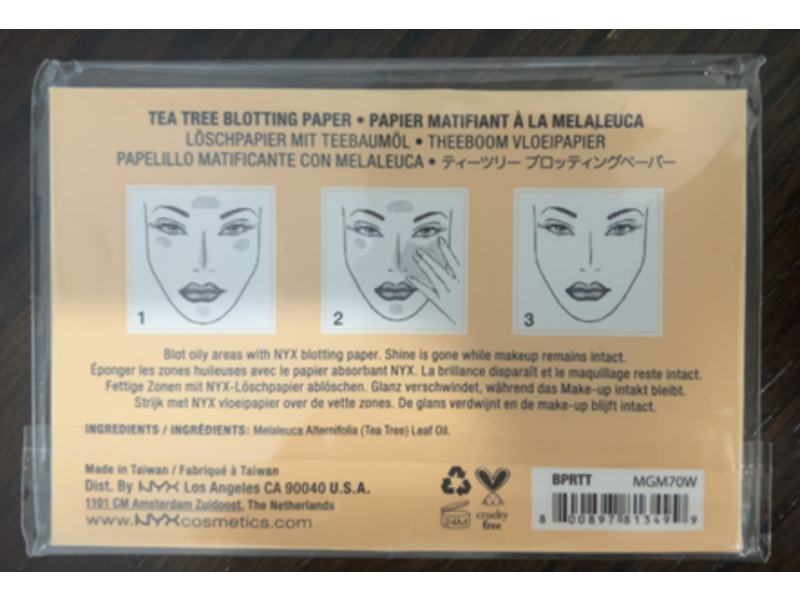 Nyx Professional Makeup Tea Tree Blotting Paper, 100 Sheets