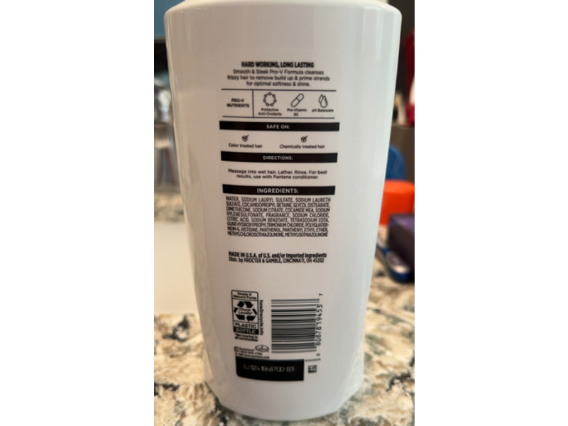 Pantene Pro-V Smooth & Sleek Shampoo, 23.6 fl oz/700 mL