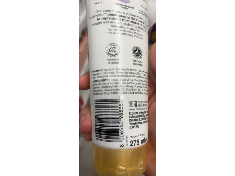 Pantene Active Smooth & Sleek Conditioner, Pro - V Formula + Anti - Oxidants, 275 mL