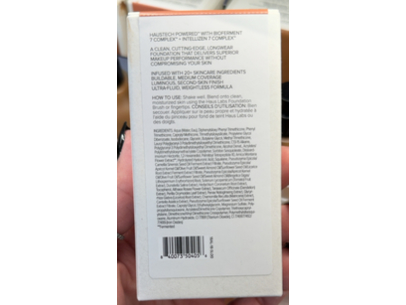 Haus Labs Triclone Skin Tech Foundation, 400 Medium Deep Warm, 1 fl oz/30 mL